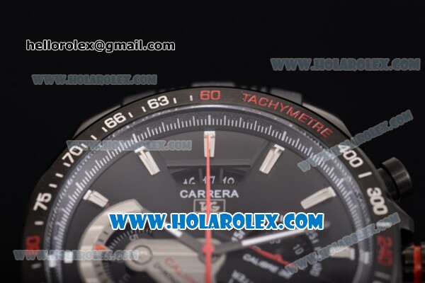 Tag Heuer Grand Carrera Calibre 36 Chrono Miyota Quartz PVD Case with Black Dial and Stick Markers - Click Image to Close